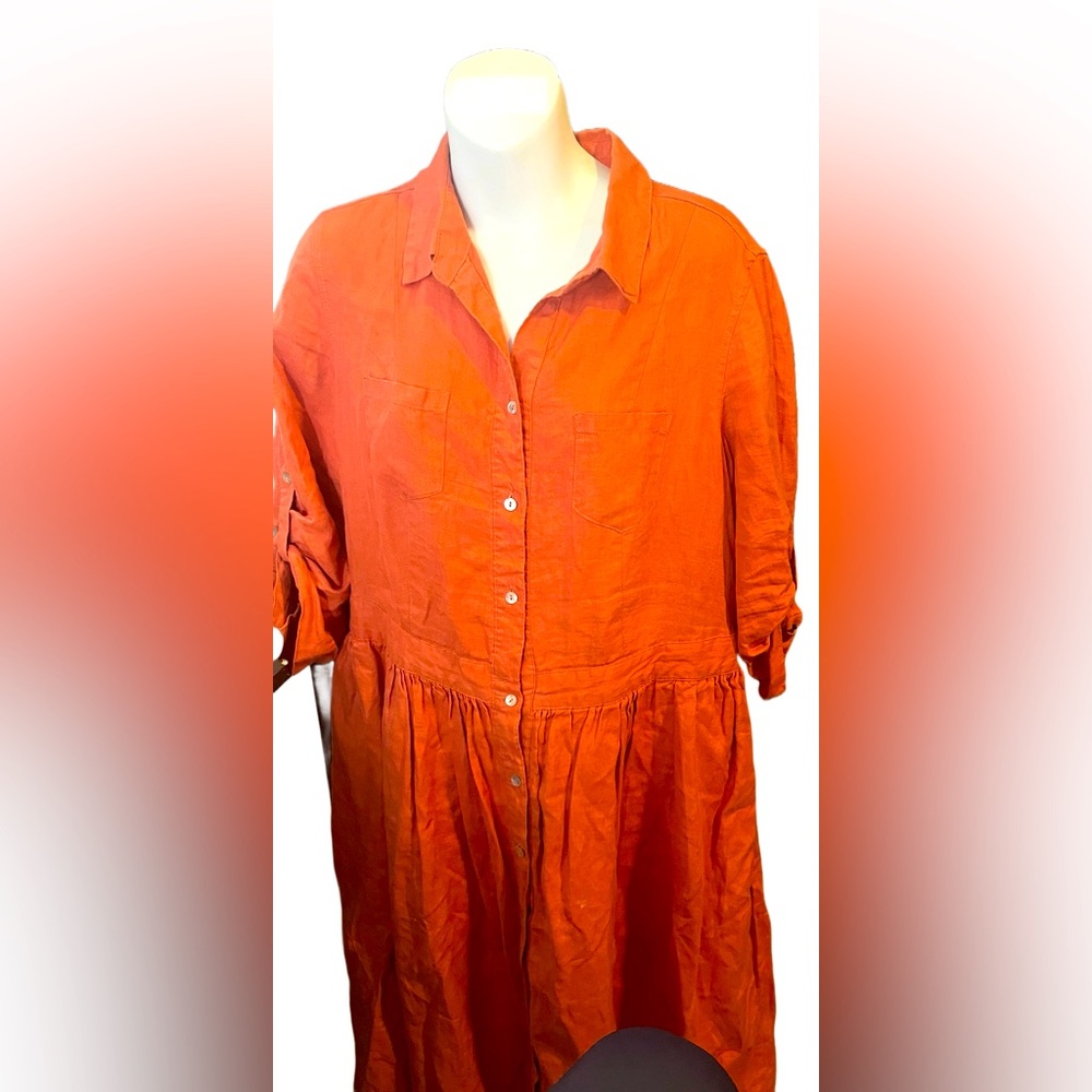 classic orange button down dress